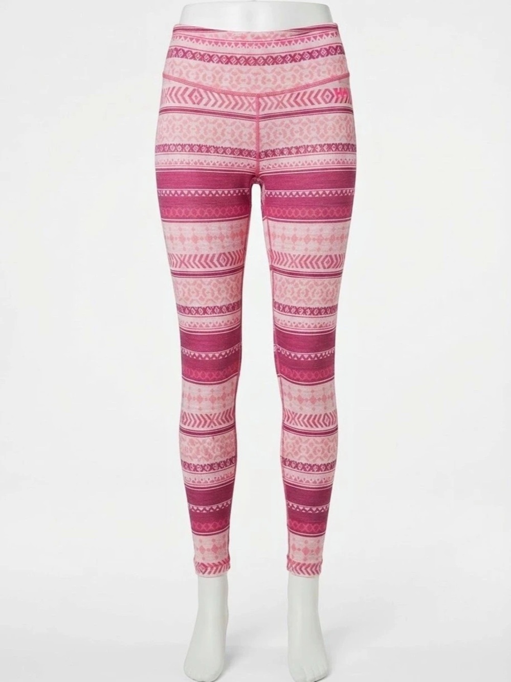 Helly Hansen 100% Merino Wool Fair Isle Pink Base Layer Leggings Size S/P